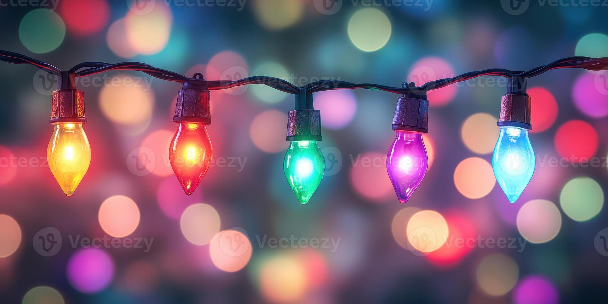 Brightly lit decorative lights in a festive ambiance during the evening season photo