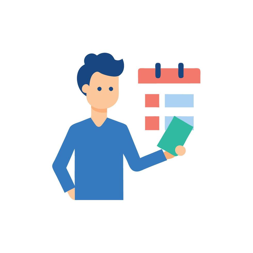 Entrepreneur prioritizing tasks on a daily planner vector