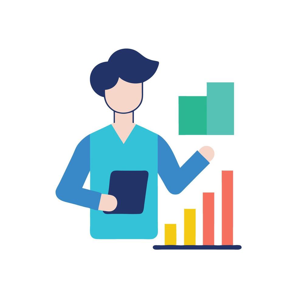Office Worker Reviewing Financial Reports vector