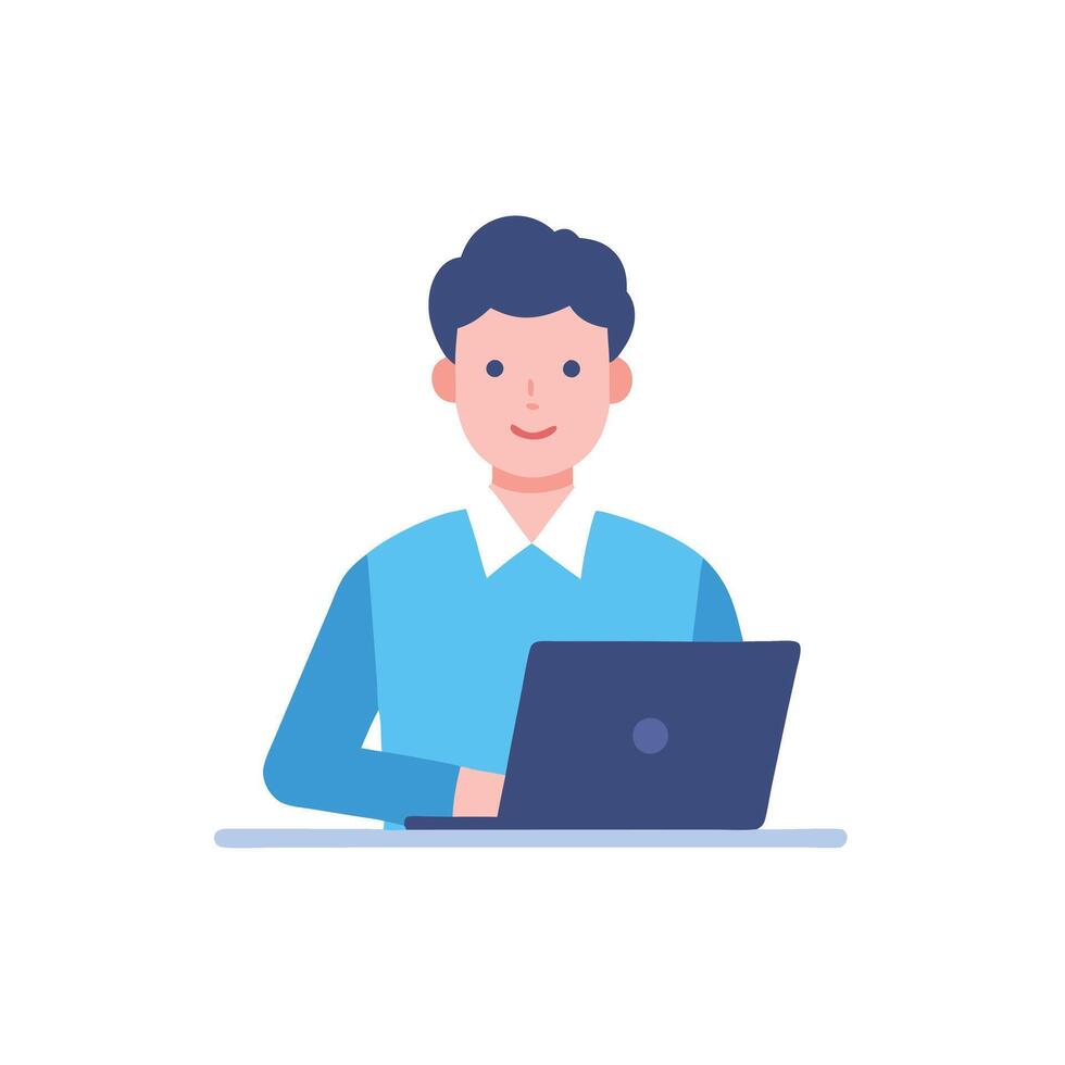 Businessperson Checking Emails on Laptop vector