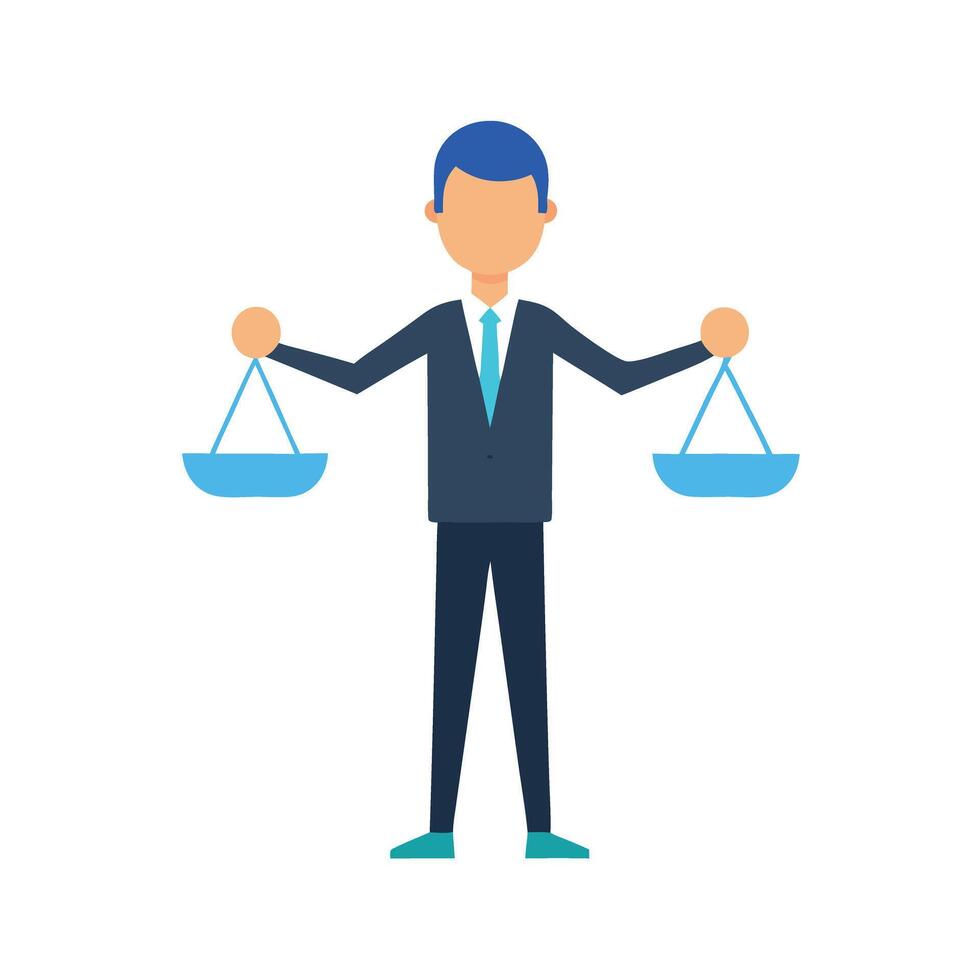 Professional accountant efficiently balances company finances using utmost careful precision vector
