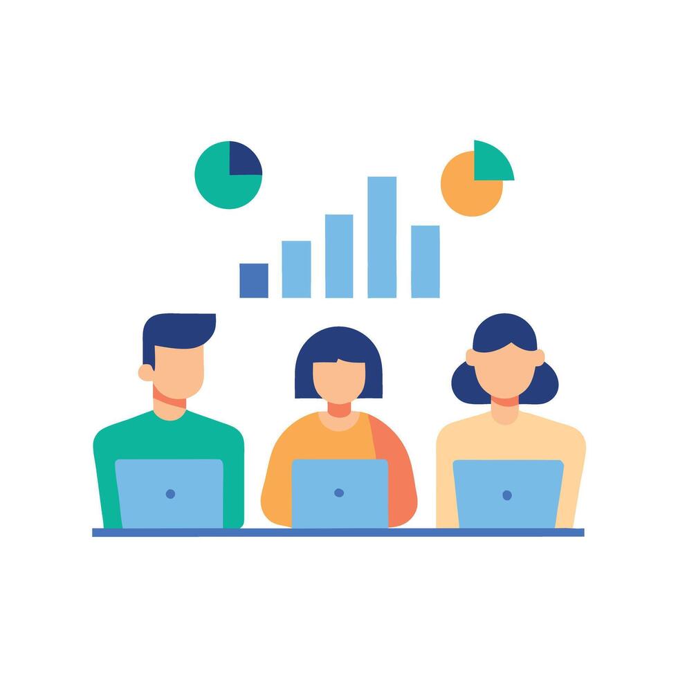 Employees engaged in a brainstorming session vector