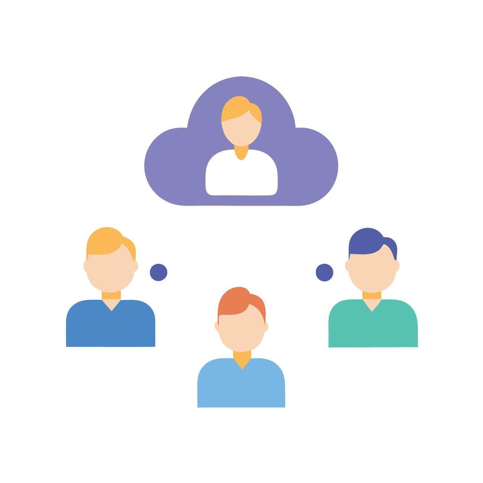 Remote team efficiently utilizes cloud software for seamless business collaboration vector