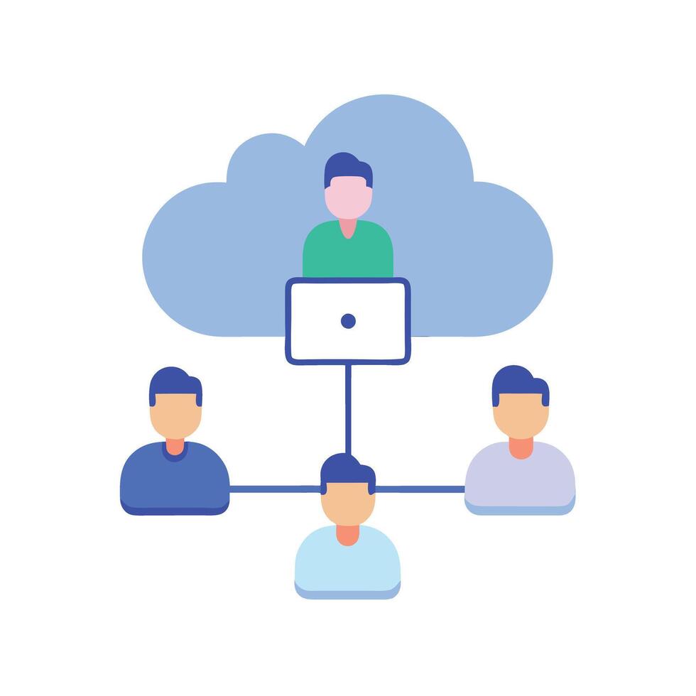 Remote employees actively engage in effective online collaboration for productivity vector
