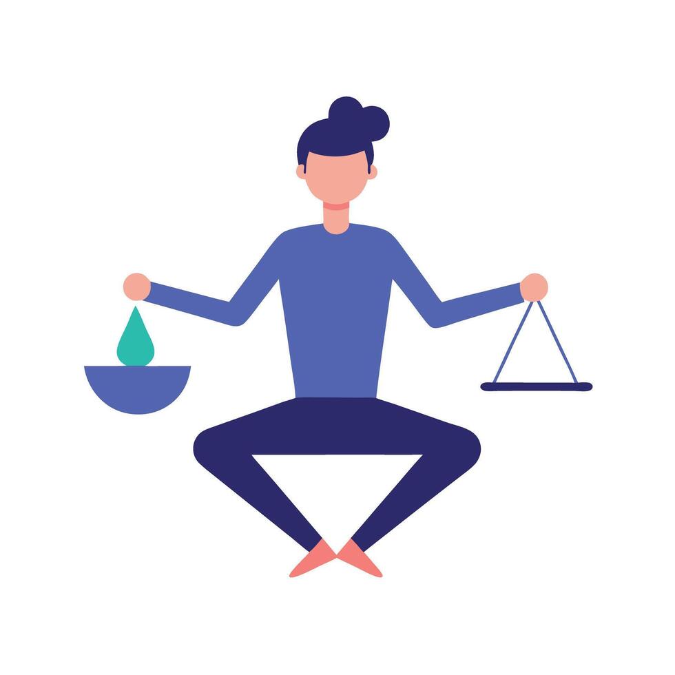 Freelancer achieving work-life balance while working vector