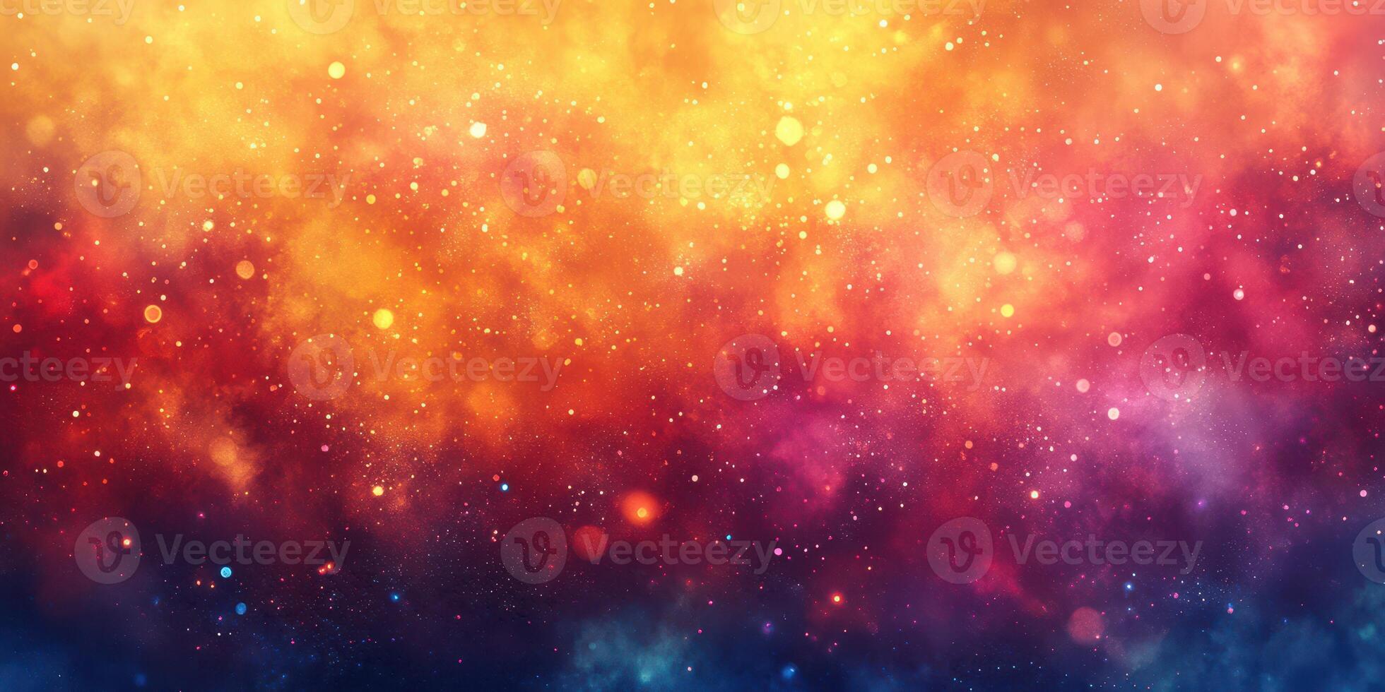 Vibrant cosmic background with colorful bokeh lights illuminating the night sky photo