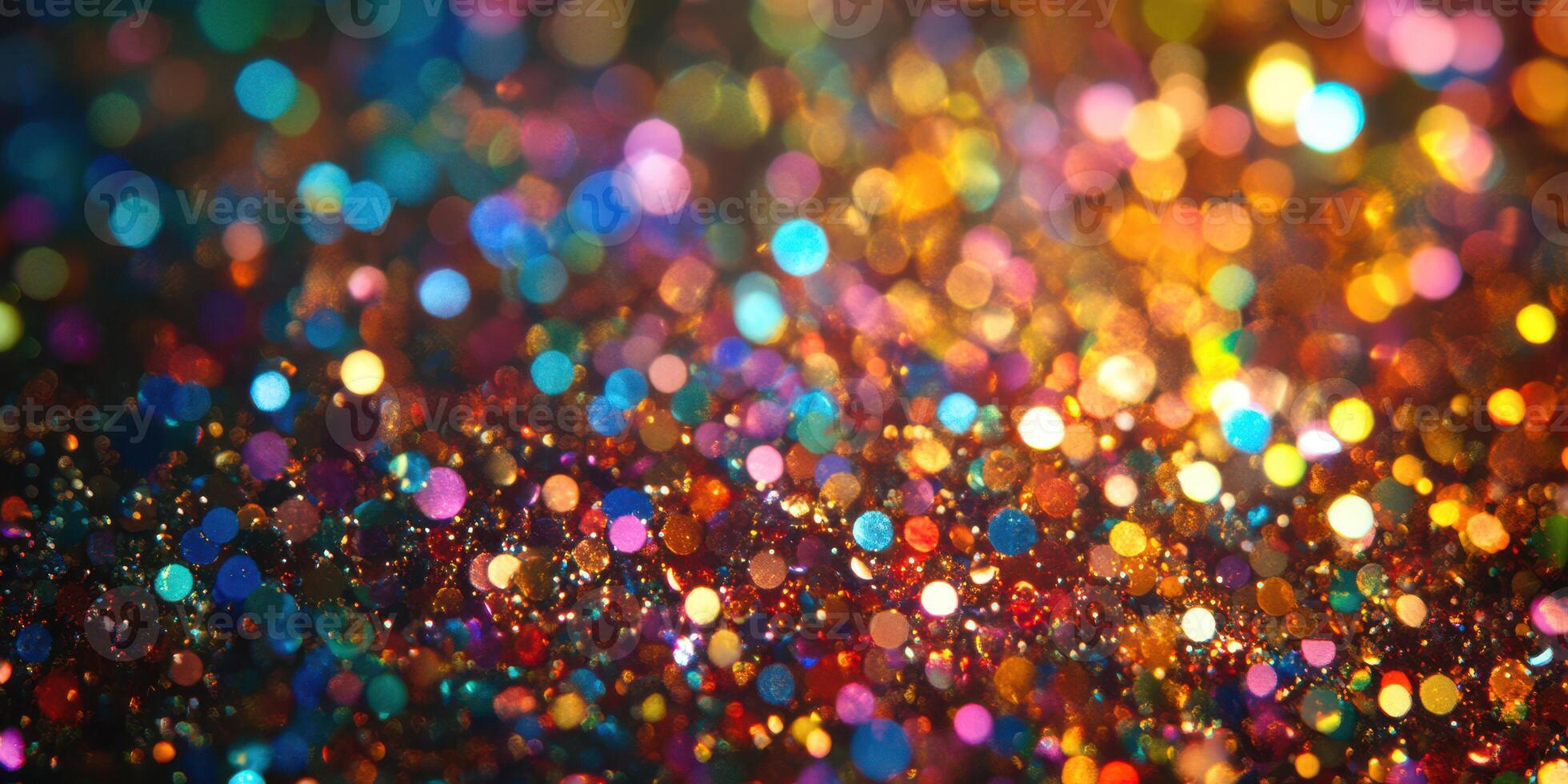 Colorful bokeh effect creates a vibrant, shimmering background with various light reflections and sparkling details photo