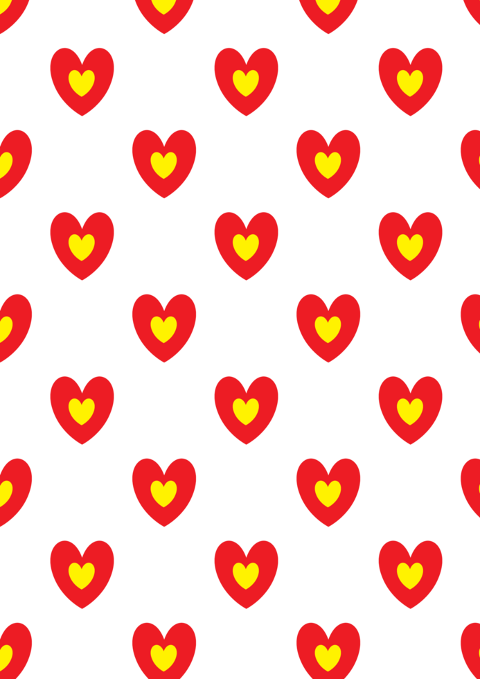 A striking love pattern featuring a bold red heart with a smaller yellow heart inside. This design represents deep affection, warmth, and unity, making it a perfect love symbol and decorative element. png