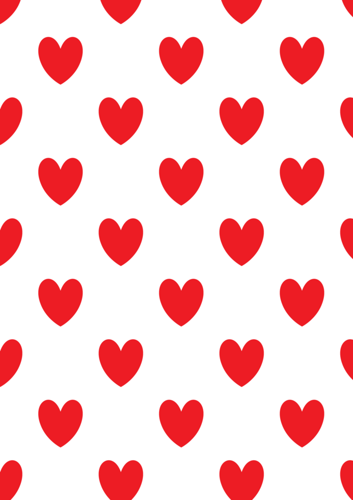 A bold red heart symbol with a smooth, symmetrical design, often used in patterns for textiles, wallpapers, and decor. The vibrant red color represents love, passion, and affection on white. png