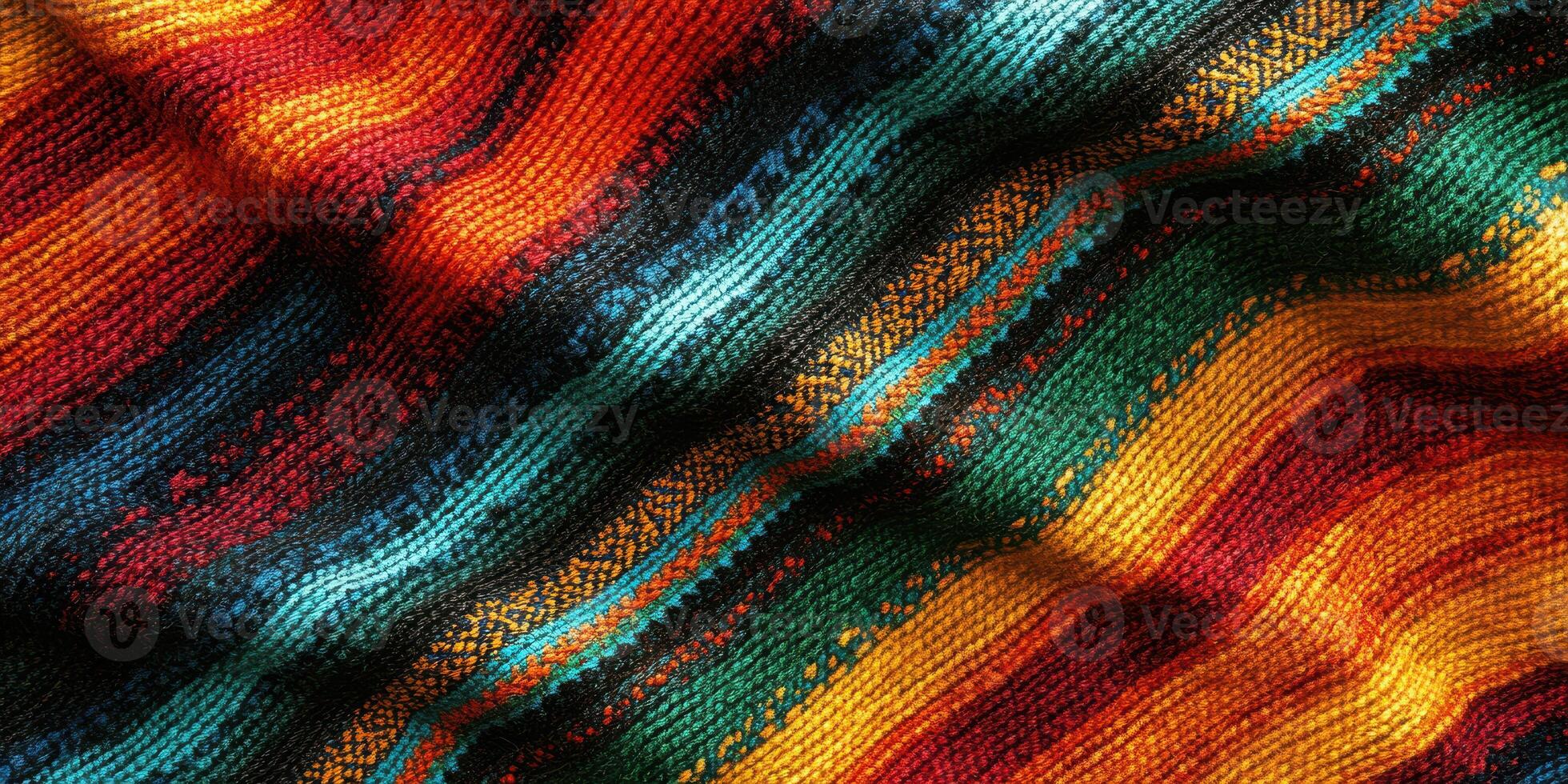 Colorful woven textile showcasing intricate patterns in vibrant shades during a sunny afternoon photo
