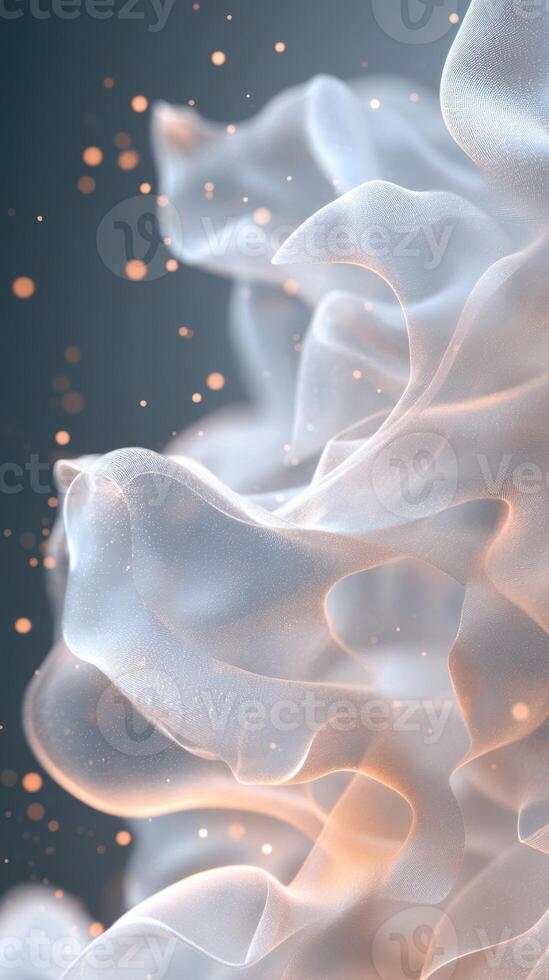 Soft fabric flows gracefully in an ethereal display of light and movement photo