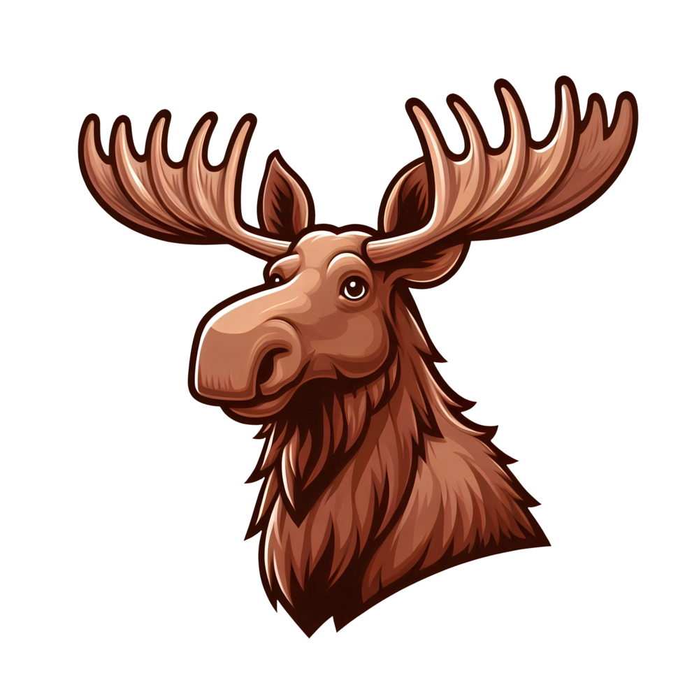 Moose Head Portrait with Antlers png