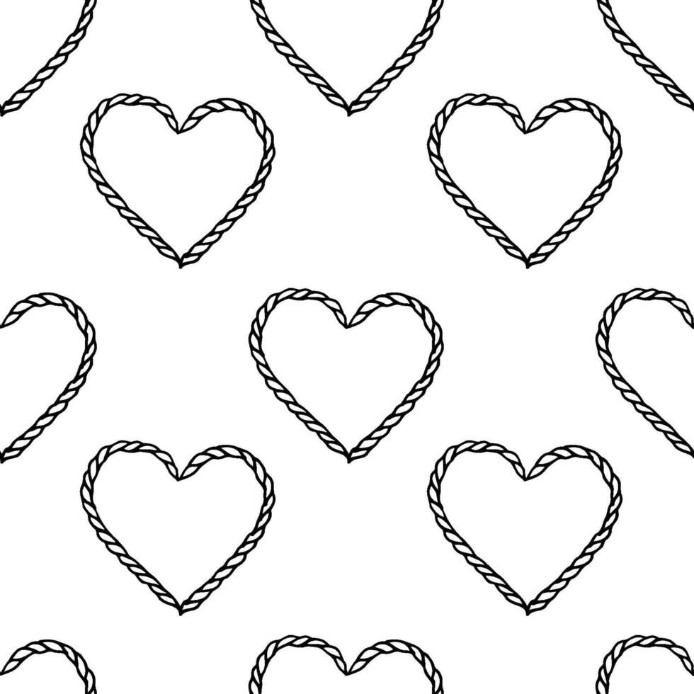 Cowgirl line art illustration seamless pattern featuring rope hearts and decorative elements for western-themed design projects vector