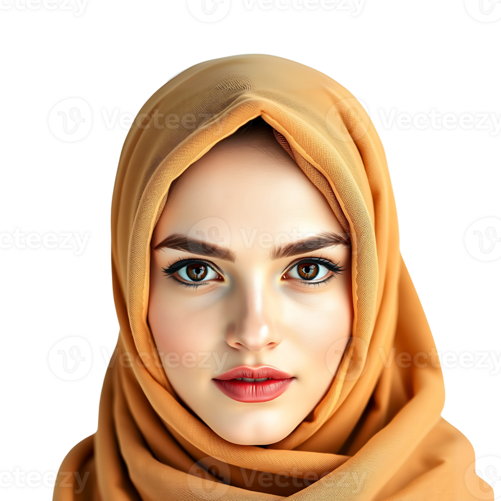 Stunning Woman in Mustard Hijab png
