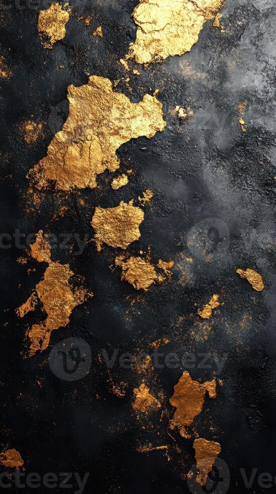 Gold leaf patterns create a stunning visual contrast against a dark textured background in an artistic composition photo