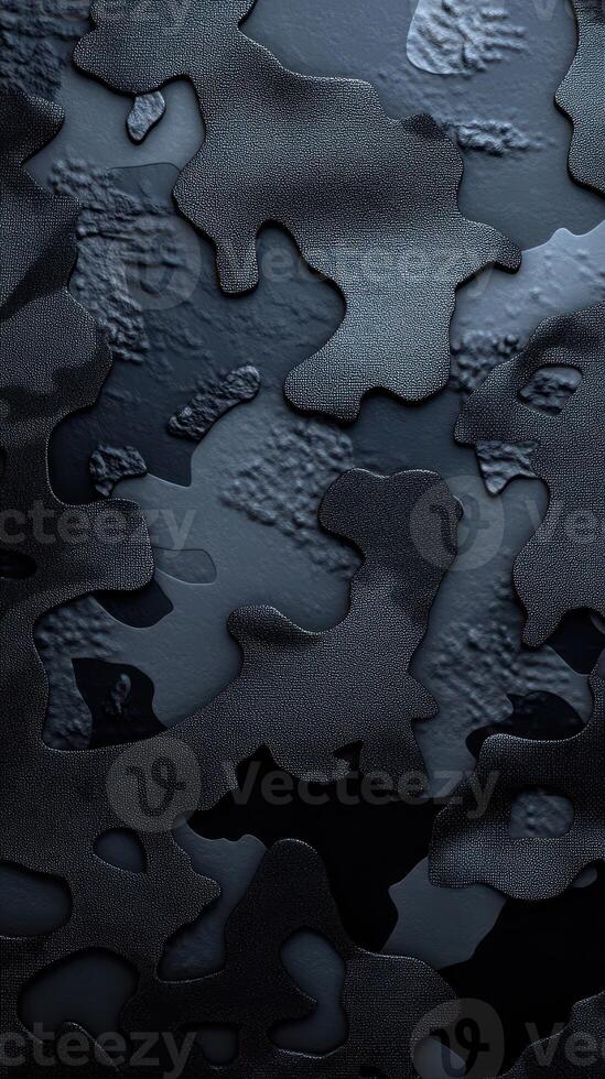 Abstract textured surface with black and grey patterns reflecting light and shadow photo