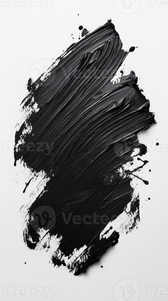 Black paint sweep on a blank canvas showcasing texture and depth in a creative space photo