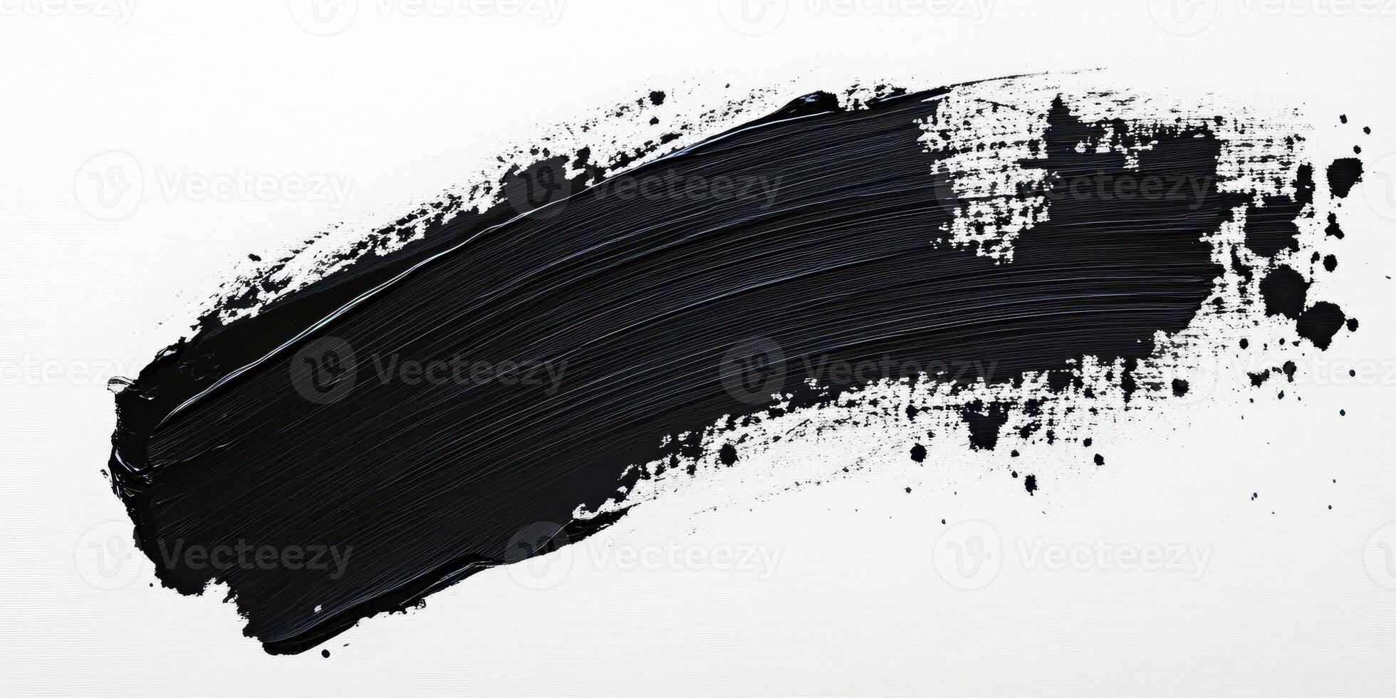 Bold black paint stroke across a blank canvas showcasing artistic expression and creativity at a contemporary art studio photo