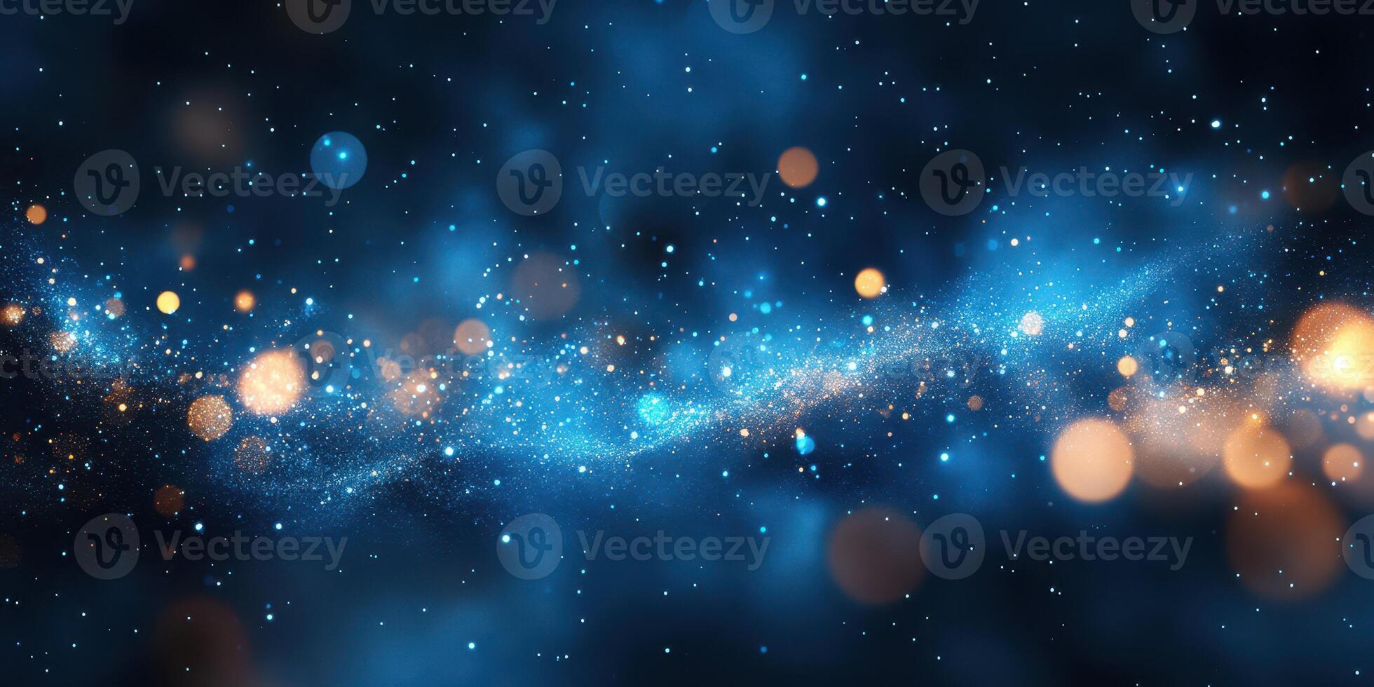 Beautiful cosmic landscape depicting sparkling stars and glowing nebulae in deep space at night photo