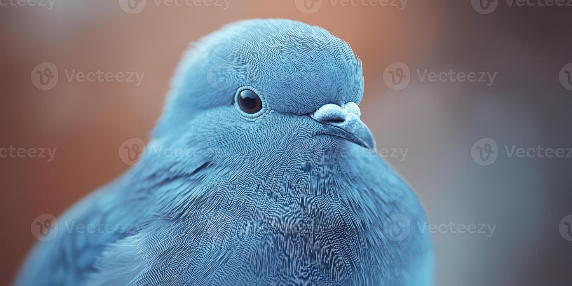Blue bird perched calmly showcasing vibrant plumage against a soft blurred background photo