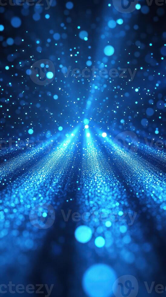 Abstract blue light rays and particles create a captivating visual experience in a dark background photo