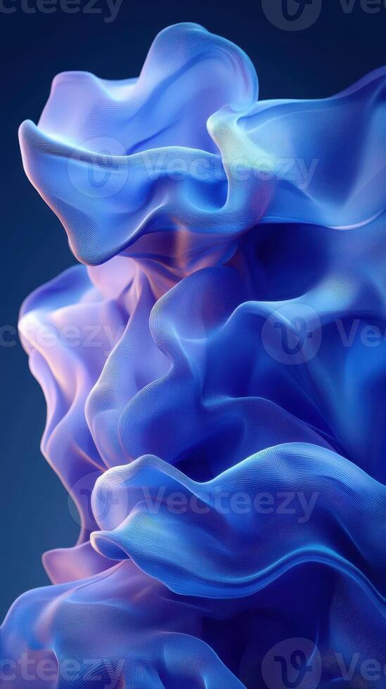 Organic shapes in vibrant blue and purple gradient flow gracefully forming a dynamic visual texture against a deep backdrop photo