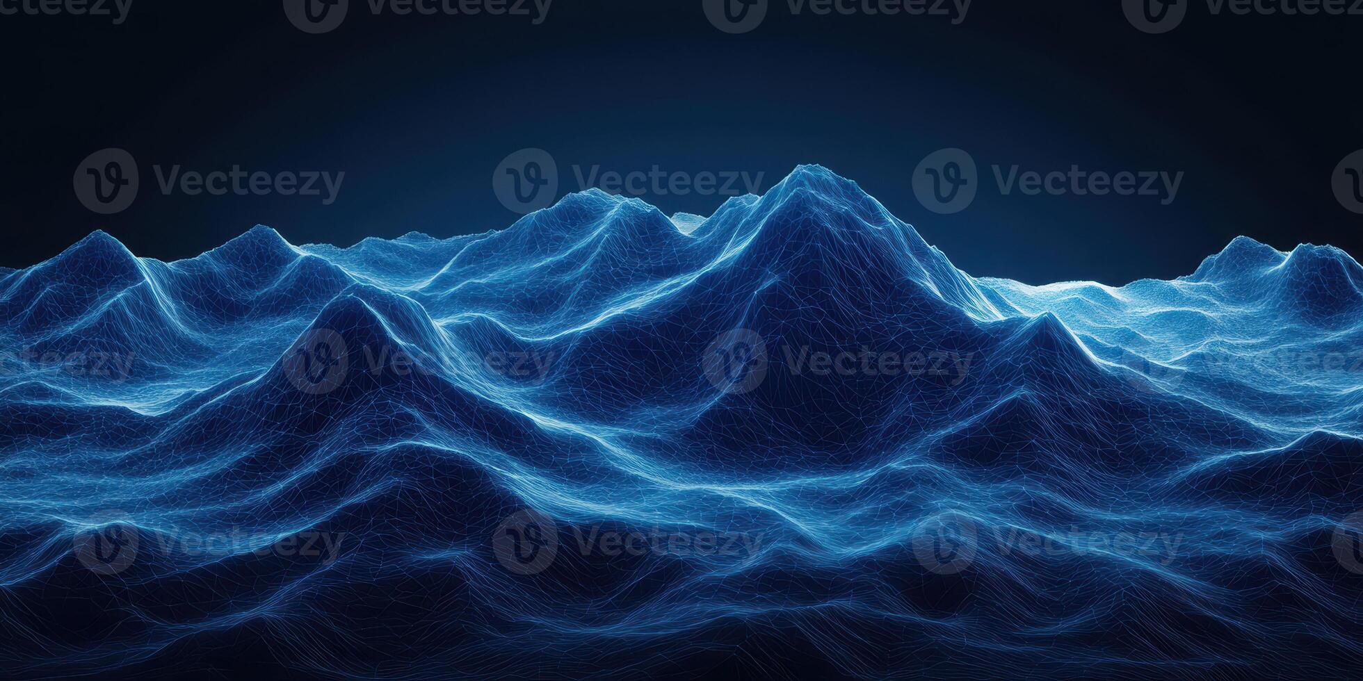 Mesmerizing waves display intricate patterns in glowing blue light photo