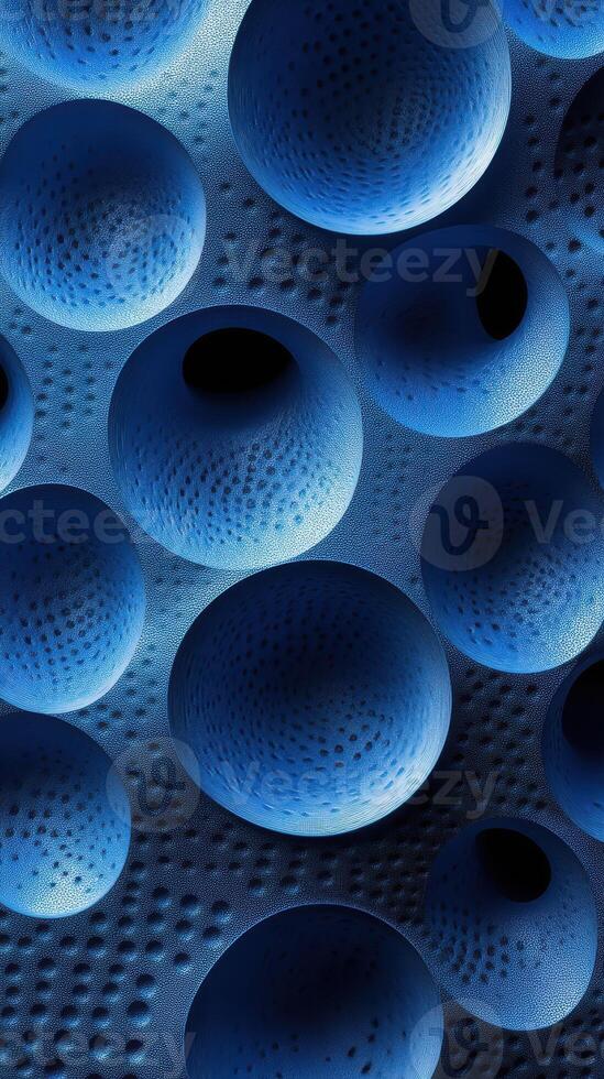 Abstract blue spheres against a dark background creating an intriguing visual texture in a digital design photo