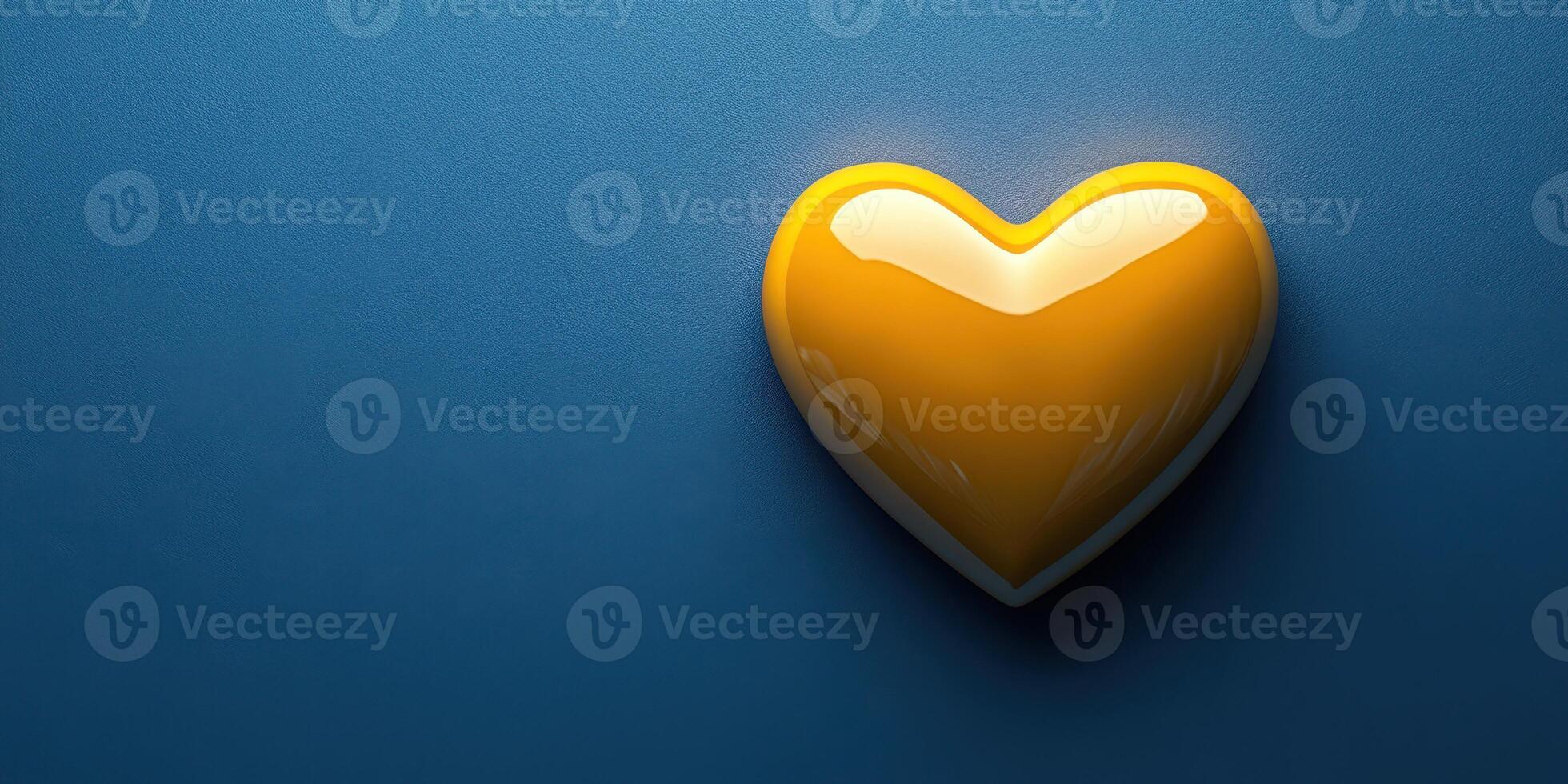 Bright yellow heart on blue background creates a warm and inviting atmosphere for heartfelt expressions photo