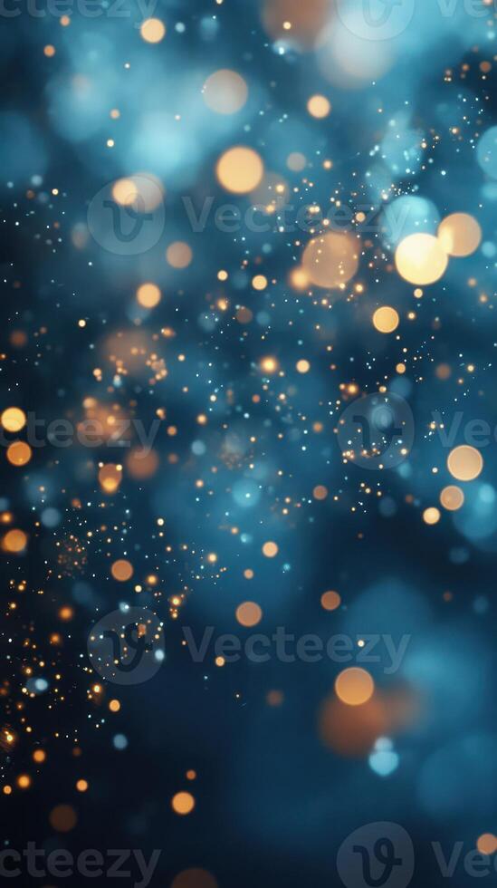 Bright, shimmering lights create a magical atmosphere in a blue background during a festive celebration photo