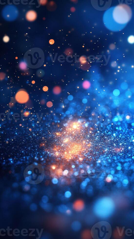 Colorful bokeh lights create a magical effect in a dark setting during nighttime hours photo