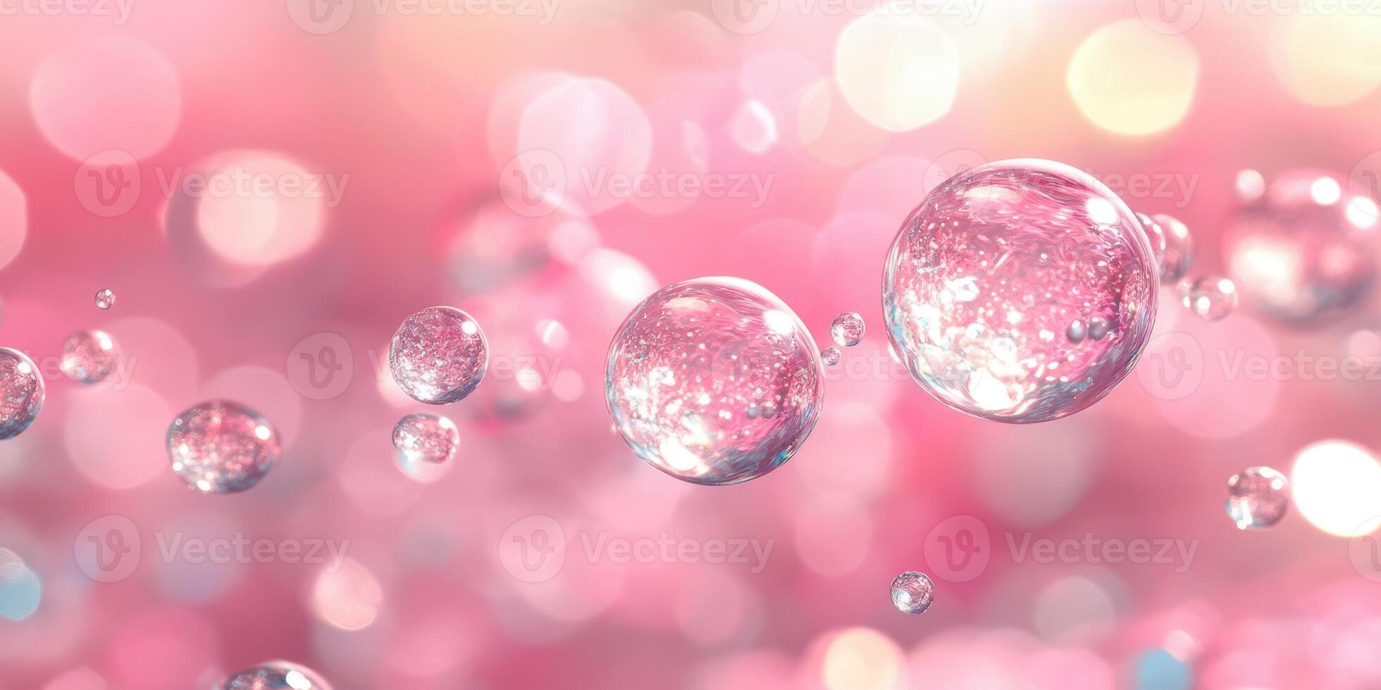 Bubbles floating in a vibrant pink background create a dreamy and whimsical atmosphere, perfect for artistic expression and design inspiration photo