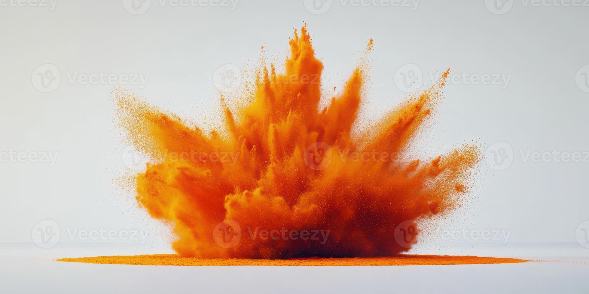 Dynamic orange explosion showcasing vivid dust particles in a controlled environment photo