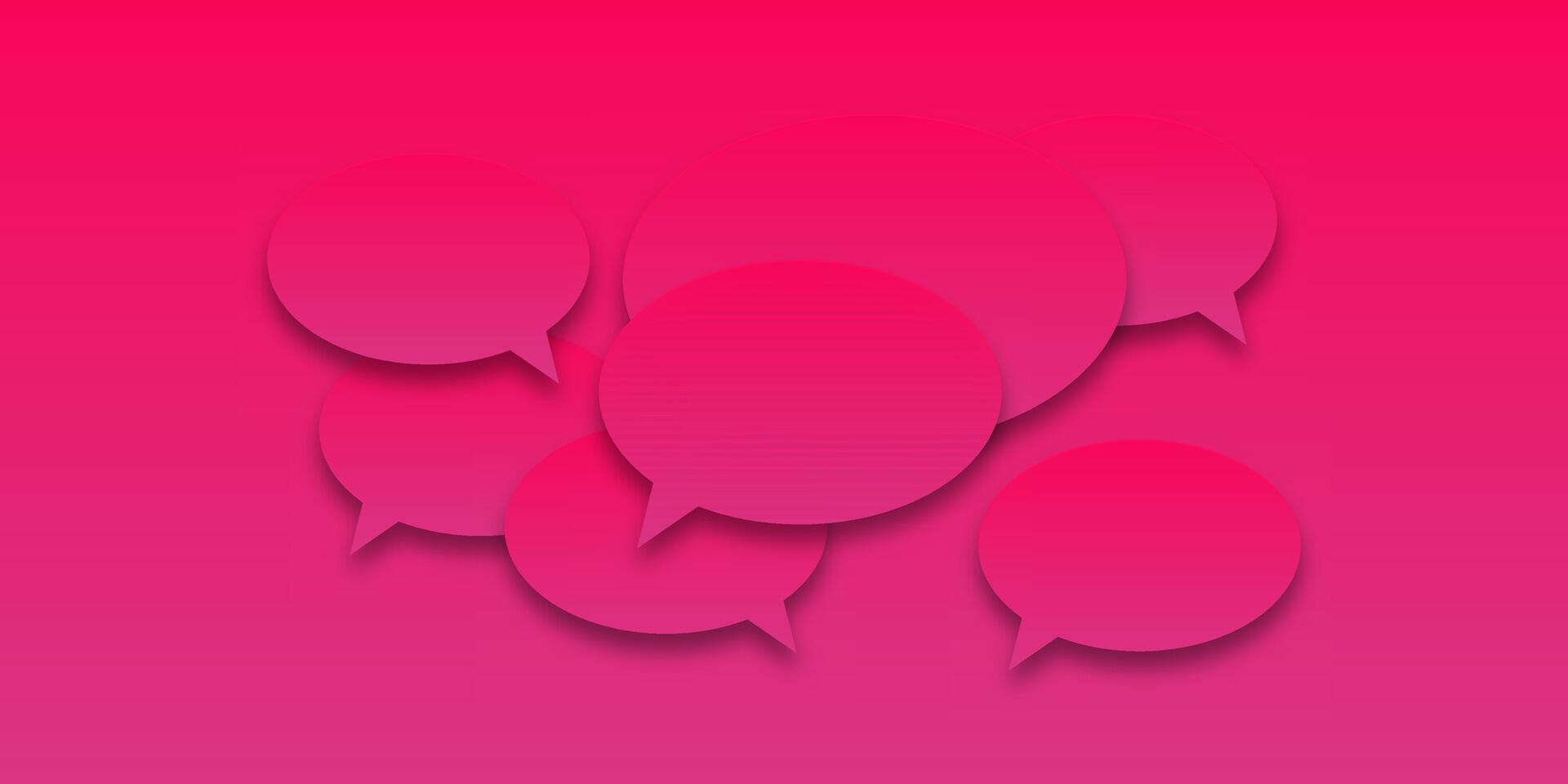 Pink or purple gradient sticker set with speech bubbles. Colorful blank speech bubbles with shadow, ideal for messaging or dialogue themes. vector