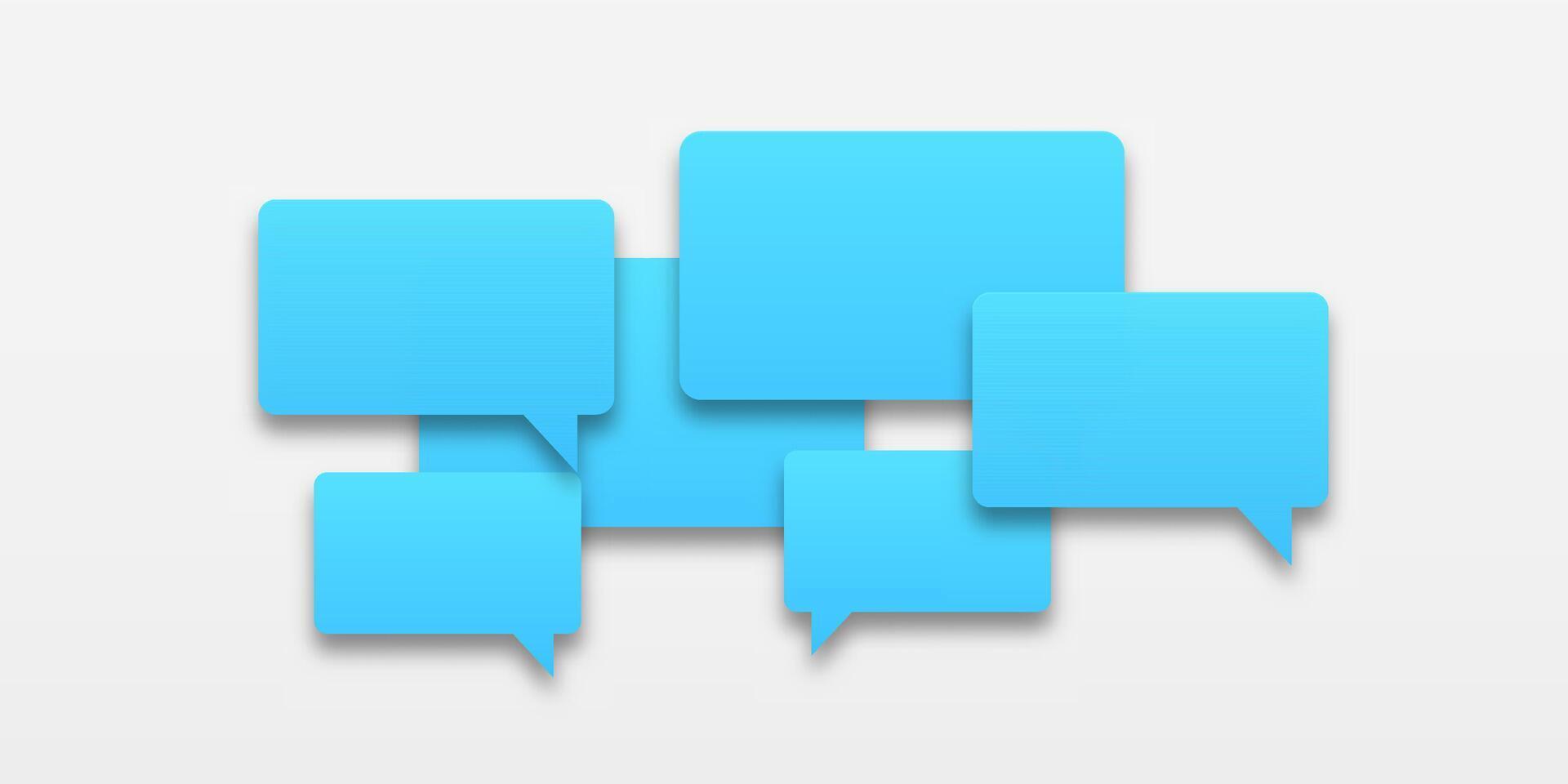 Blue speech bubbles with shadow on a white isolated background. Symbolizes communication between people, great for messaging or social themes. vector