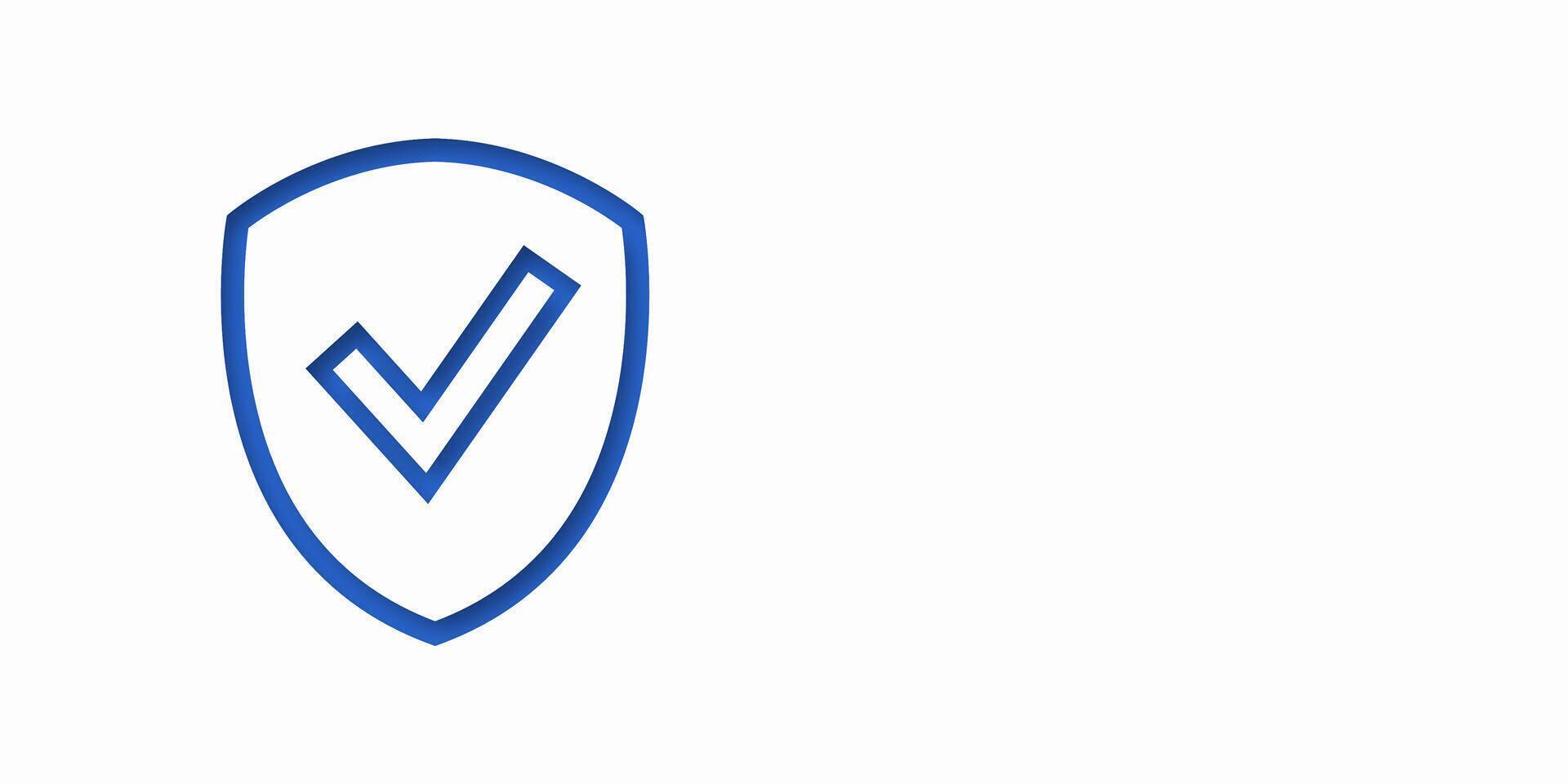 Shield and check mark icon on a banner. Represents success, compliance, or safety, perfect for text placement. vector