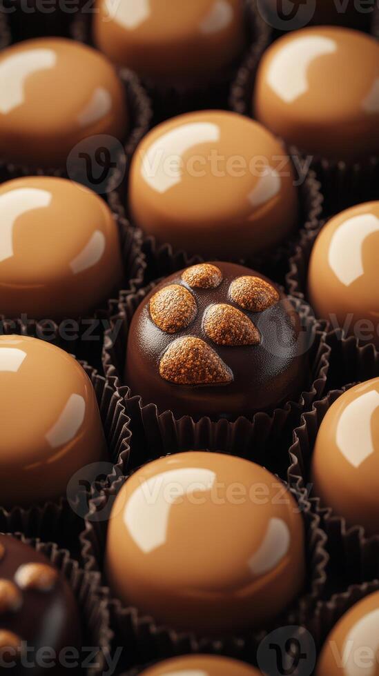 Delicious gourmet chocolates arranged in a captivating display with unique textures and designs photo