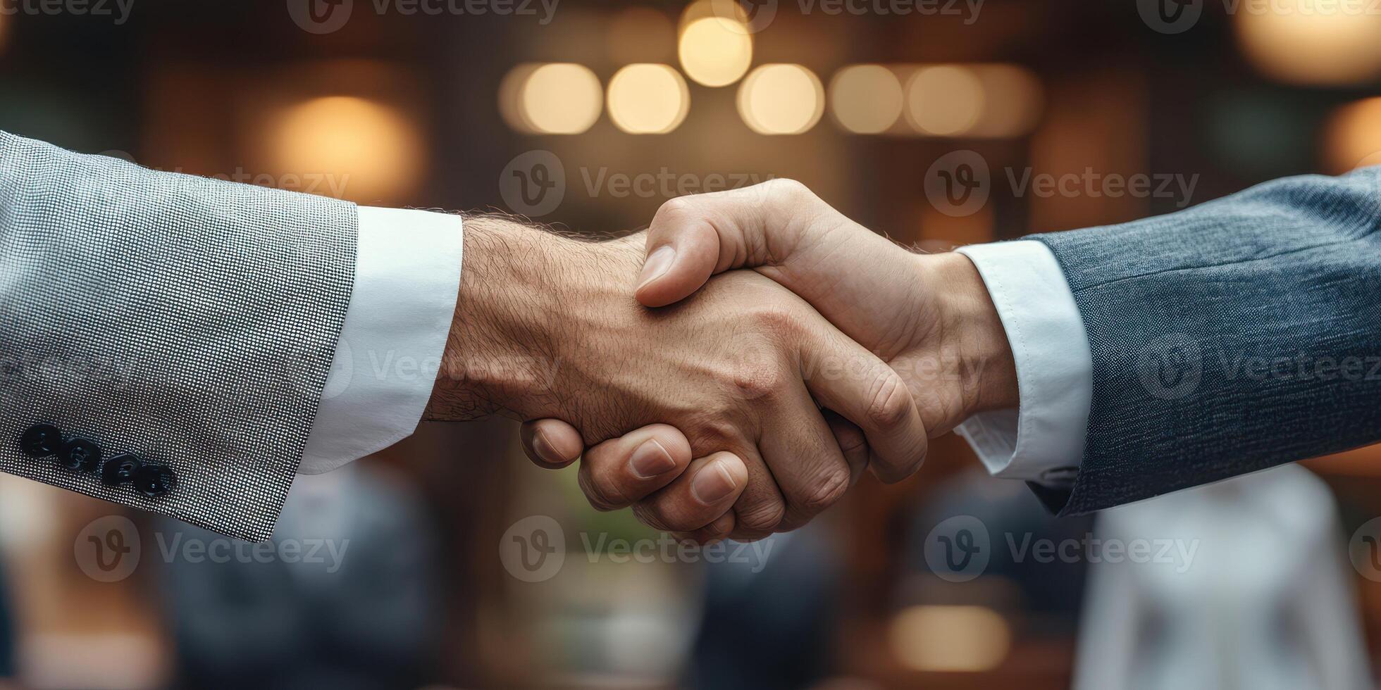 Business partners sealing a deal with a handshake in a contemporary office setting during daytime photo