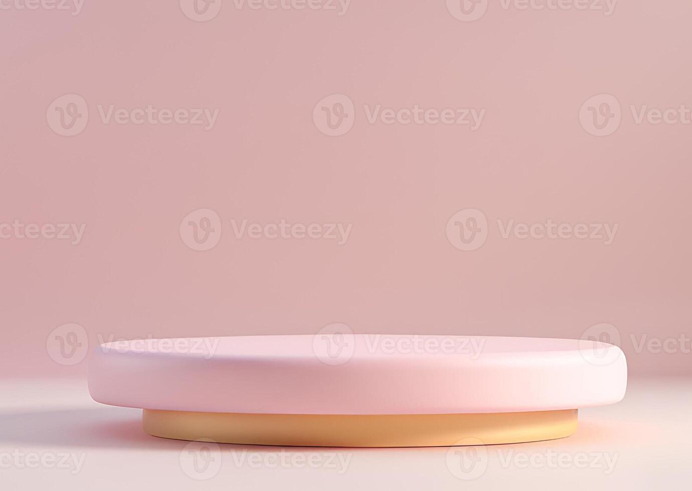 Elegant Pink and Gold Circular Product Display Platform on Pastel Background photo