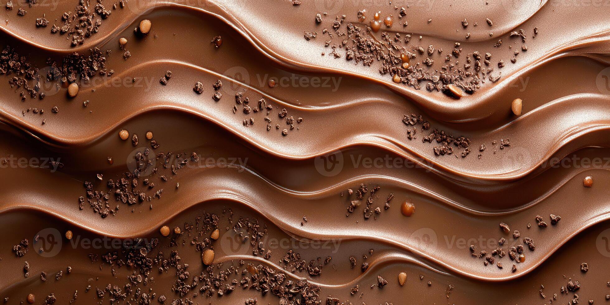 Smooth chocolate waves with a sprinkle of chocolate granules create an appealing texture on a dessert surface photo