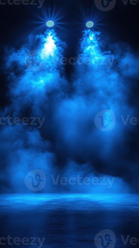 Dynamic blue lighting creates an atmospheric stage setting for performances and events in dark conditions photo