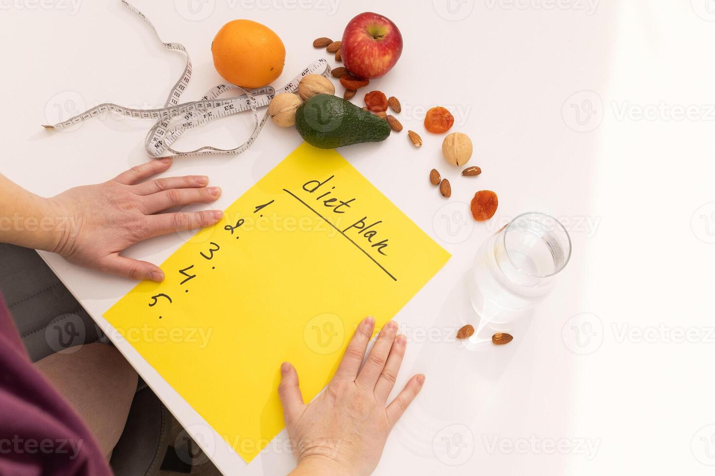 a person plans to adhere to a healthy diet plan. photo