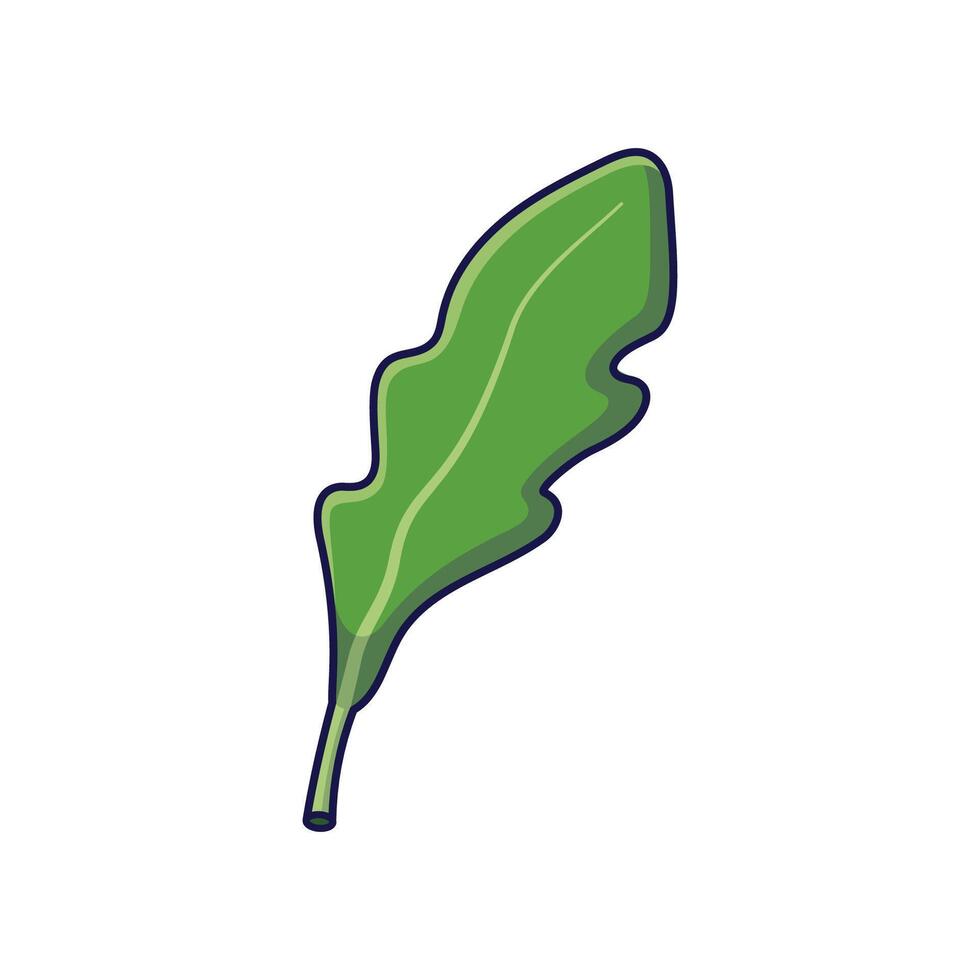 Fresh herbs concept. Cute arugula leaf. Cartoon icon illustration. Outline Arugula in doodle style. Isolated on white background. vector
