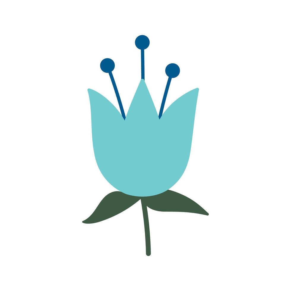 Bell Flower isolated on white background. Doodle style. Hand drawn icon. Hand drawn blue flover illustration. vector