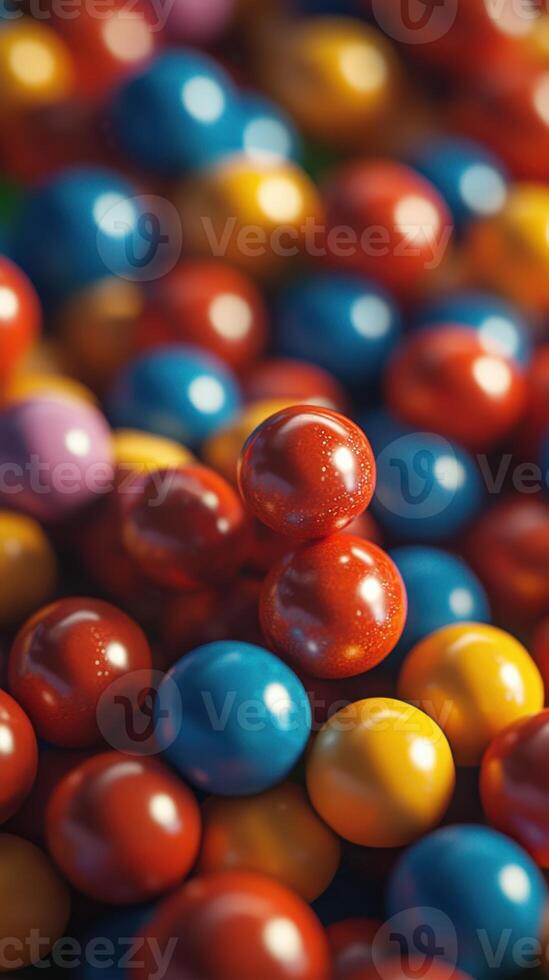 Colorful marbles scattered on a flat surface in various vibrant hues creating an engaging visual texture photo