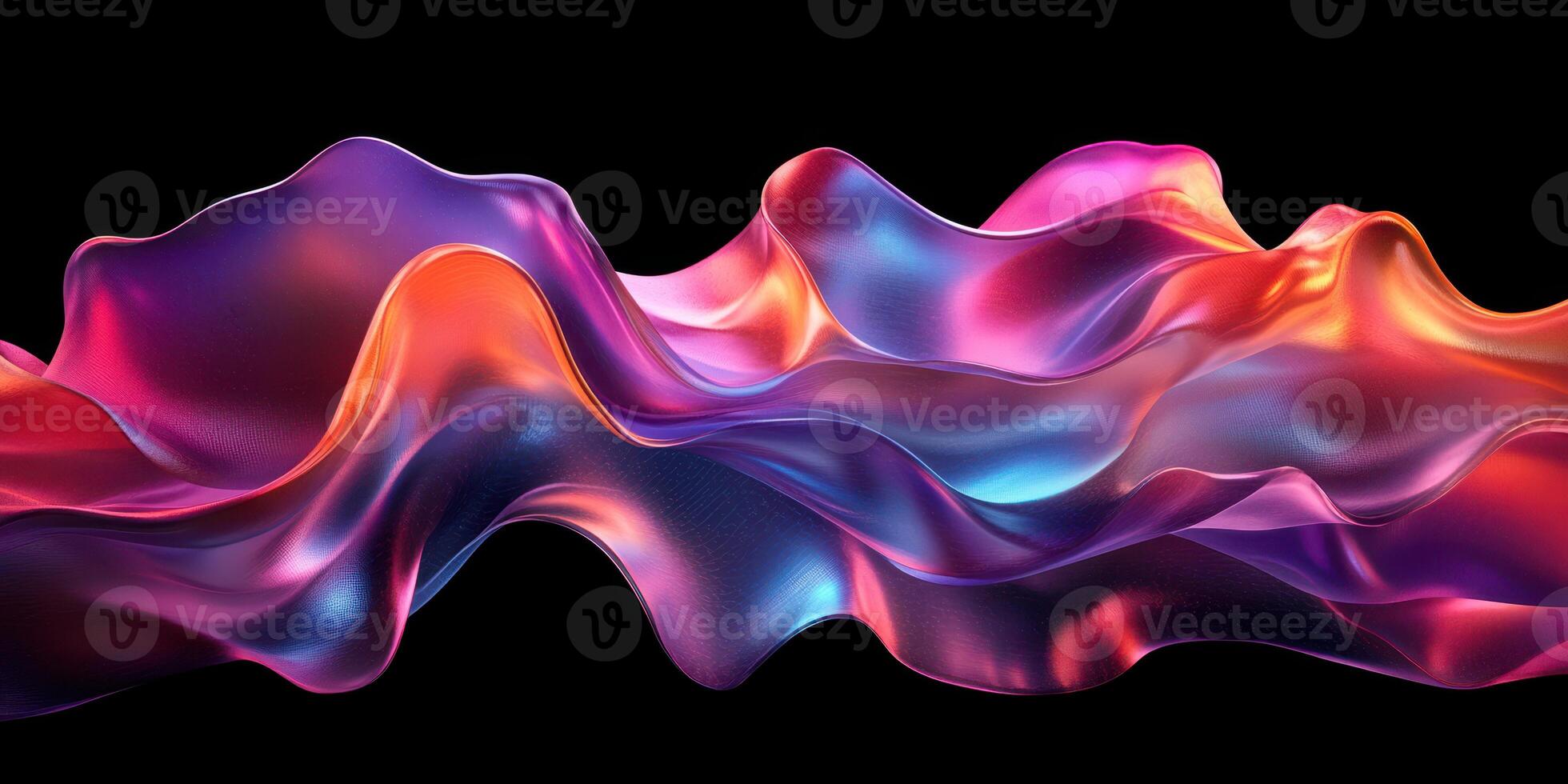 Colorful flowing waves of fabric-like material create a dynamic and vibrant display with smooth gradients and rich textures photo