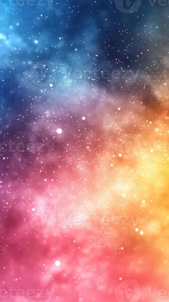 Vibrant cosmic nebula showcasing colorful swirls of blue, pink, orange, and white against a starry backdrop in deep space photo