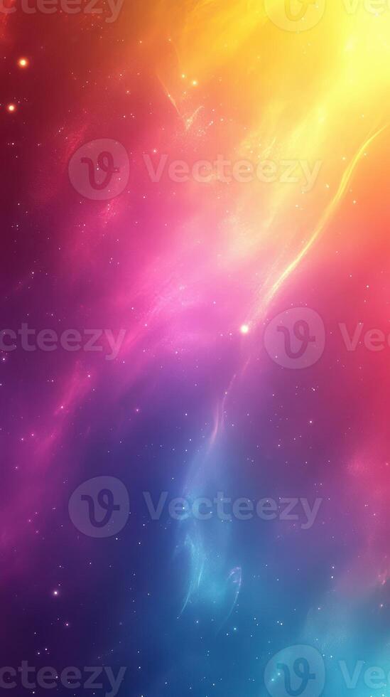 Colorful cosmic wave with vibrant hues of pink, orange, and blue in a starry background photo