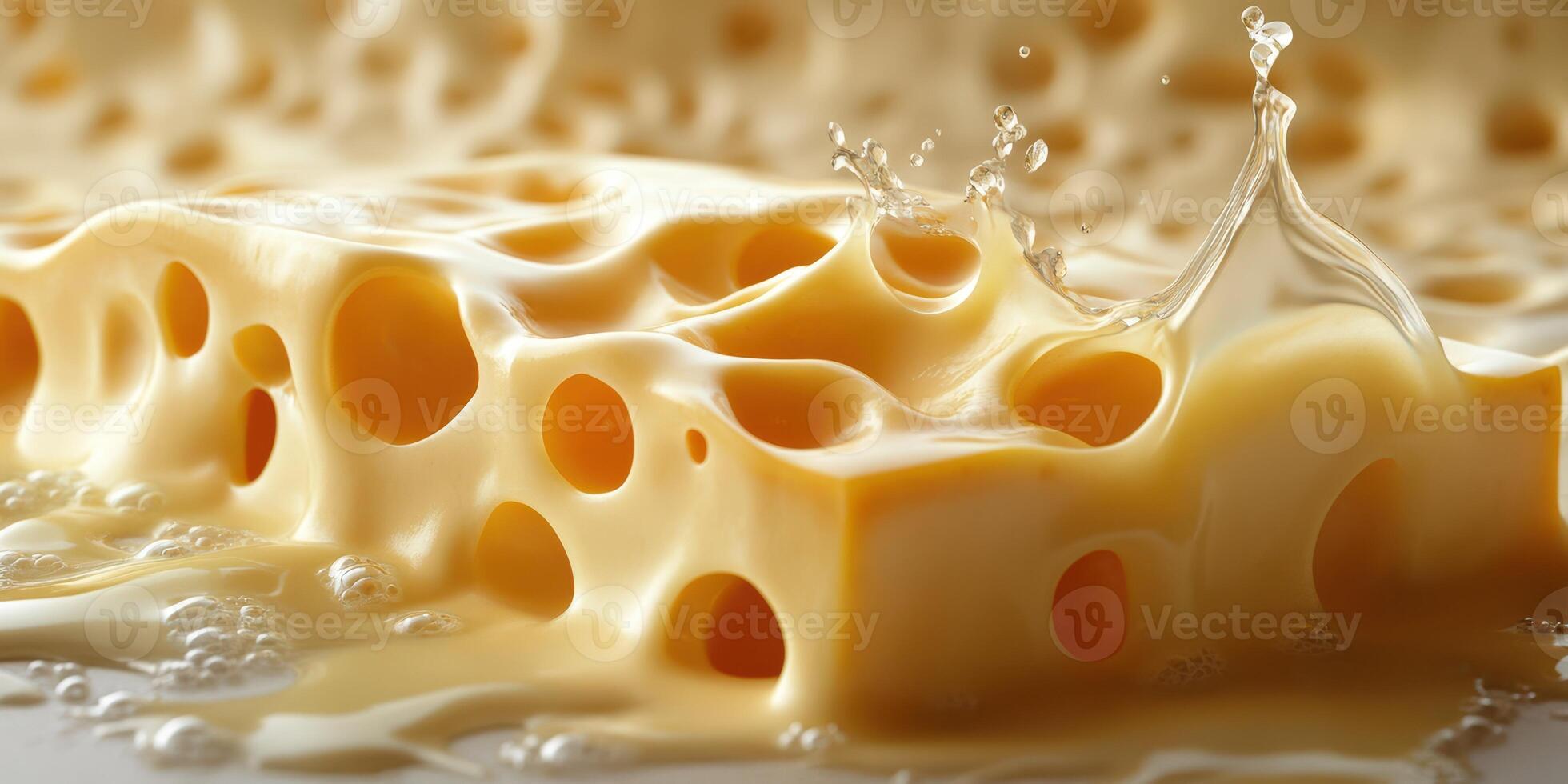 Melting cheese with bubbles and liquid on surface creates a savory display of flavor and texture photo