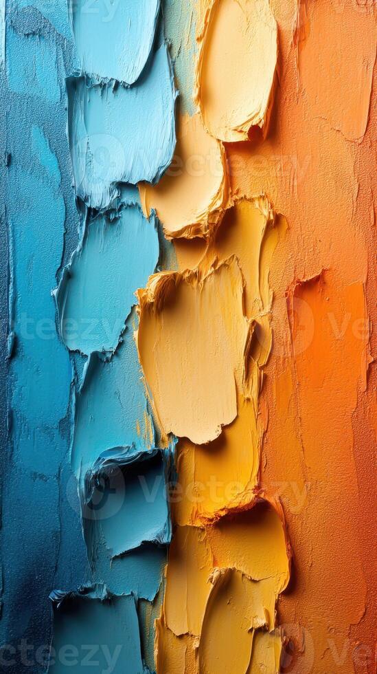 Colorful textured paint layers create a striking visual contrast on a canvas photo